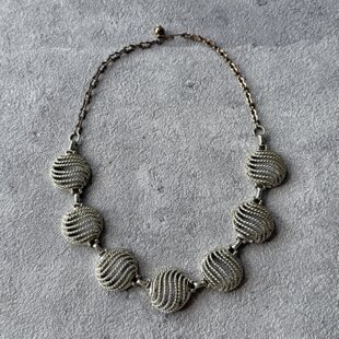 N323-ヴィンテージネックレス U.S.A. Textured Gold Openwork Wave 