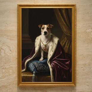 犬（キャバリア）のルネサンス風肖像画 油絵風アートA3額装インテリア