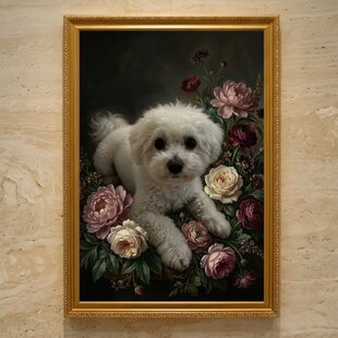 犬（キャバリア）のルネサンス風肖像画 油絵風アートA3額装インテリア