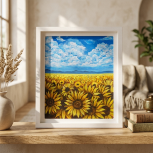 油絵 原画【群青のトパーズ】あじさい 紫陽花 絵画 インテリア 額なし