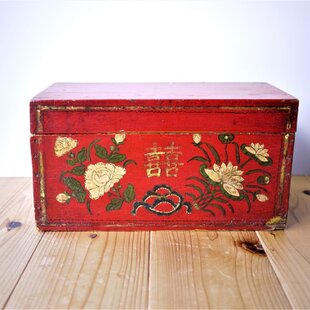 ヴィンテージ 中国　宝石箱　ジュエリーボックス　八角形　レア　赤 ジュエリーボックス 婚礼道具 双喜吉祥図案 中国アンティーク | iichi