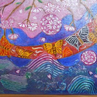 1点もの・原画】アクリル絵の具 絵画#3 キャンバスF3サイズ 約220mm