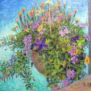 肉筆油絵◇『青のやまなみ』◇がんどうあつし真作直筆絵画F8号シルバー