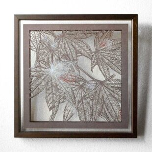 日本画 切り絵　額縁付き 切り絵 楓 二枚重ね額縁 透明背景 日本画顔料 濃灰の色渋紙 | iichi