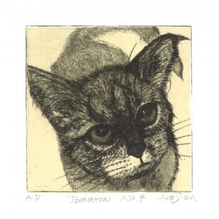 前向きな猫 / 銅版画 (額なし） | iichi 日々の暮らしを心地よくする