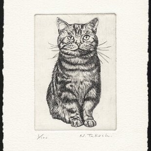 猫 ・2014 / 銅版画 (作品のみ） | iichi 日々の暮らしを心地よくする