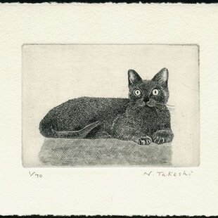 くつろぐ猫 / 銅版画 (作品のみ） | iichi 日々の暮らしを心地よくする