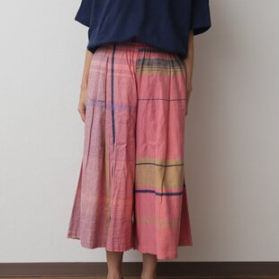 古布リメイク 藍染ワイドパンツ 藍染 刺し子 型染 時々堂オリジナル