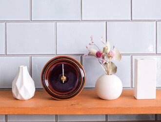 掛け置き時計　2WAY TILE WOOD CLOCK　あめ釉の画像