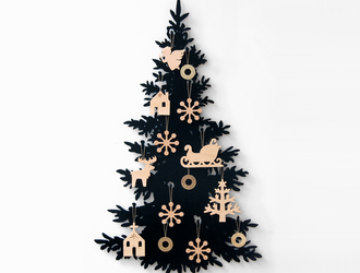 クリスマスツリー【ツリー込み・マットブラック】おしゃれ大人モダン北欧壁掛け飾りオーナメントの画像