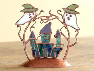 ハロウィン　お化け屋敷　（銅ベース）　ステンドグラスの画像