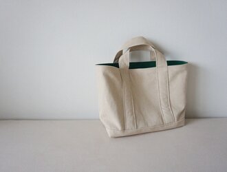 TOTE BAG -bicolor- (M) /  ecru × greenの画像