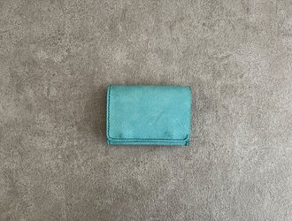二つ折り財布　  アイスブルー　 イタリアンレザー　＜F＞の画像