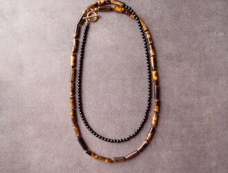 Tigereye × Black Tourmaline Necklace【GP】タイガーアイ ネックレスの画像