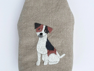 三毛犬の刺繍がまぐちの画像