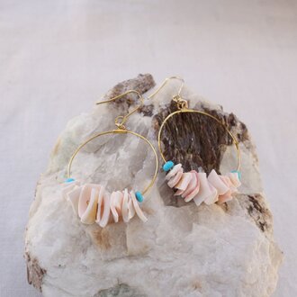 Cherry Blossoms Shell Hooped earrings ピンクシェルのフープピアス/イヤリング