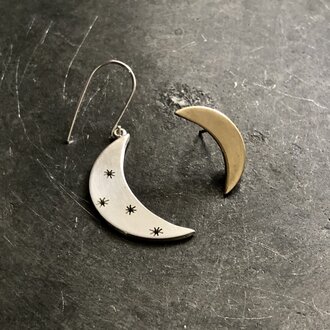 Moon Star アシンメトリー ピアス／ silver金具タイプ