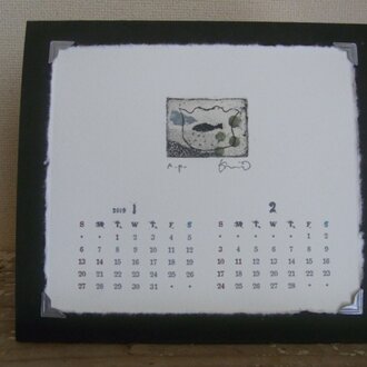 ミニ銅版画6枚セット(カレンダー付き）