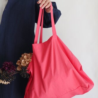 cotton linen bag (coral pink)