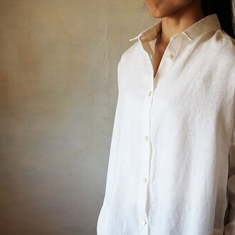 リネンドロップシャツワンピース白