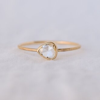 Frosted Bezel Diamond Ring Clear Drop