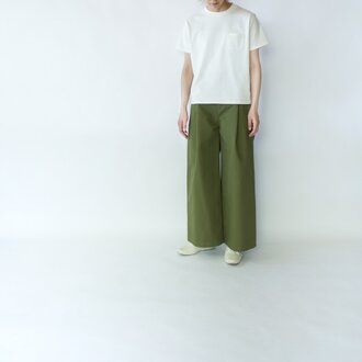 twill cotton linen/wide pants/khaki