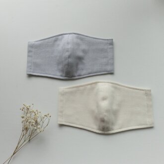【Summer Sale】夏マスク　涼感ダブルガーゼ100％使用（ライトグレー・アイボリー）