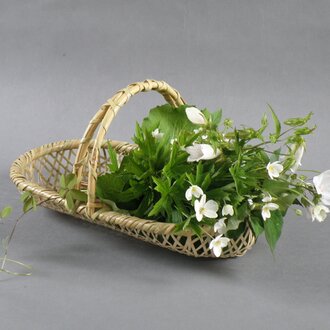 麻の葉編み　手付き盛り籠　根曲がり竹