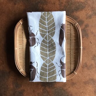 ベンガラ泥染め手ぬぐい　雑木林