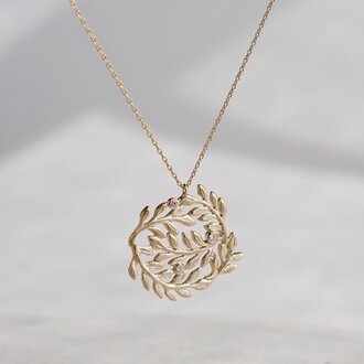 Foliage circle diamond necklace [P091K10]