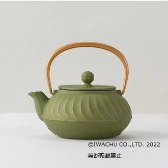 岩鋳　南部鉄器　急須　5型波（金／若草）