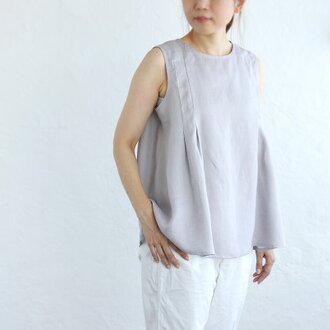 リネン ノースリーブブラウス drop （ペールグレー）TP25