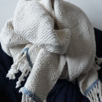 organic cotton shawl_handwoven/white3