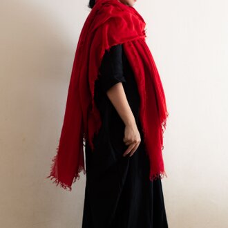 ◎受注生産　カシミヤシルク　草木染ストール　＜濃紅＞