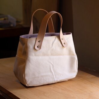 ころんバッグ SS パラフィン帆布　きなり　らべんだー