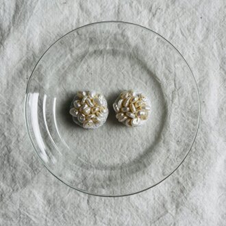 【淡水パール×リネン×まる】ピアス／イヤリング