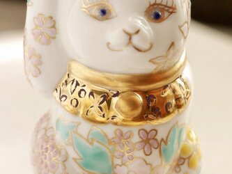 ＊受注制作＊金彩花柄招き猫の画像