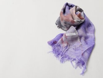 国産シルク100％手描き染めストール　red&purple&grayの画像