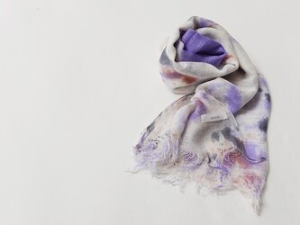 国産シルク100％手描き染めストール　purple&pink&grayの画像