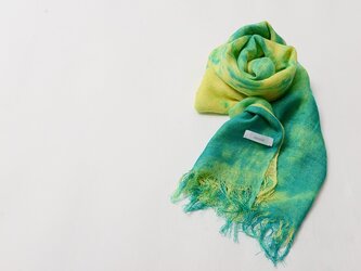 国産シルク100％手描き染めストール　yellow&greenの画像