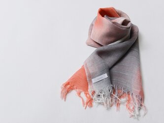 国産シルク100％手描き染めストールpink&gray-の画像