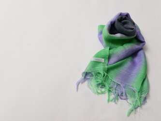 国産シルク100％手描き染めストール purple&green&gray-の画像