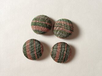 絹手染くるみボタン4個（18mm 茶渋緑）の画像