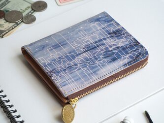 Ｌ字ファスナー 財布（スターリー ナイト） 革  メンズ レディース ILL-1157の画像