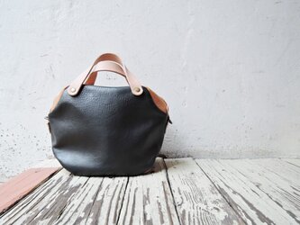 【ORZO】ベルト付　神戸 2wayミニボストンショルダーBAG ネイビー×ベージュの画像