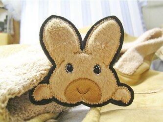 ★ふさふさうさぎ★アップリケワッペン★タイプＢ赤の画像