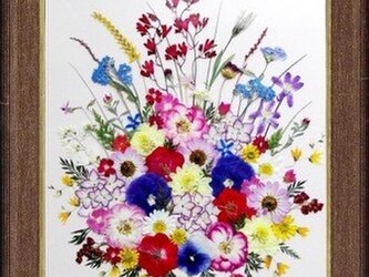 送料無料！花あそび（色紙）ブラウン額付きの画像