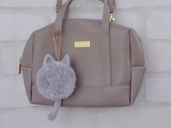 ファーポンポン（ネコ：グレー） ねこ　猫　にゃんこ 　ファーチャームの画像