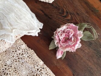 布花コサージュ　アンティークピンクのミニ薔薇の画像