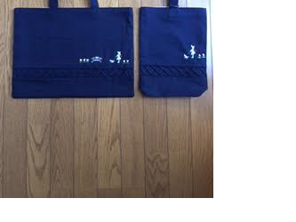 通園通学★お勧めの紺色レッスンバッグ・くつ入れのセットの画像